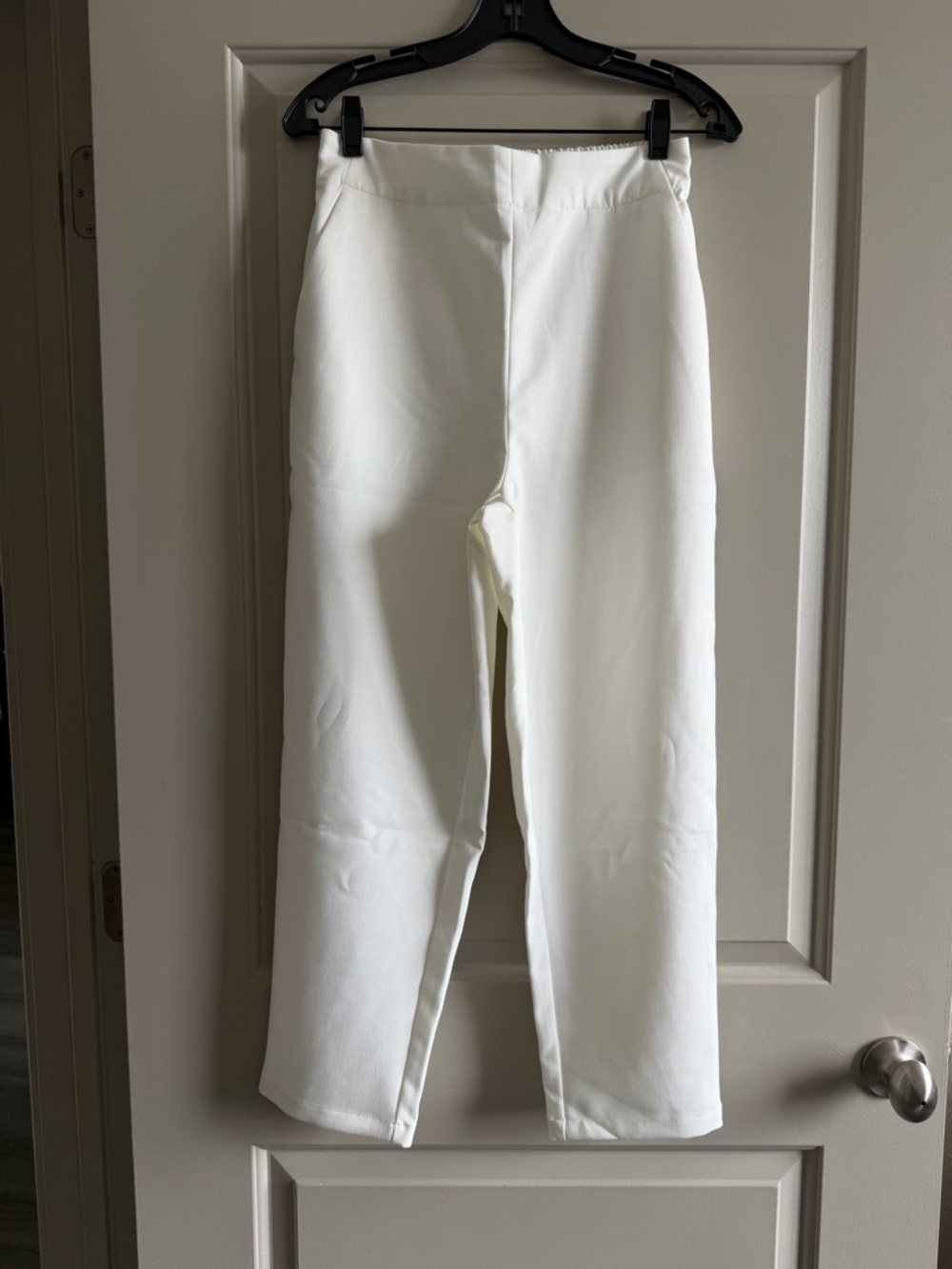 Crisp White Straight-Leg Pants